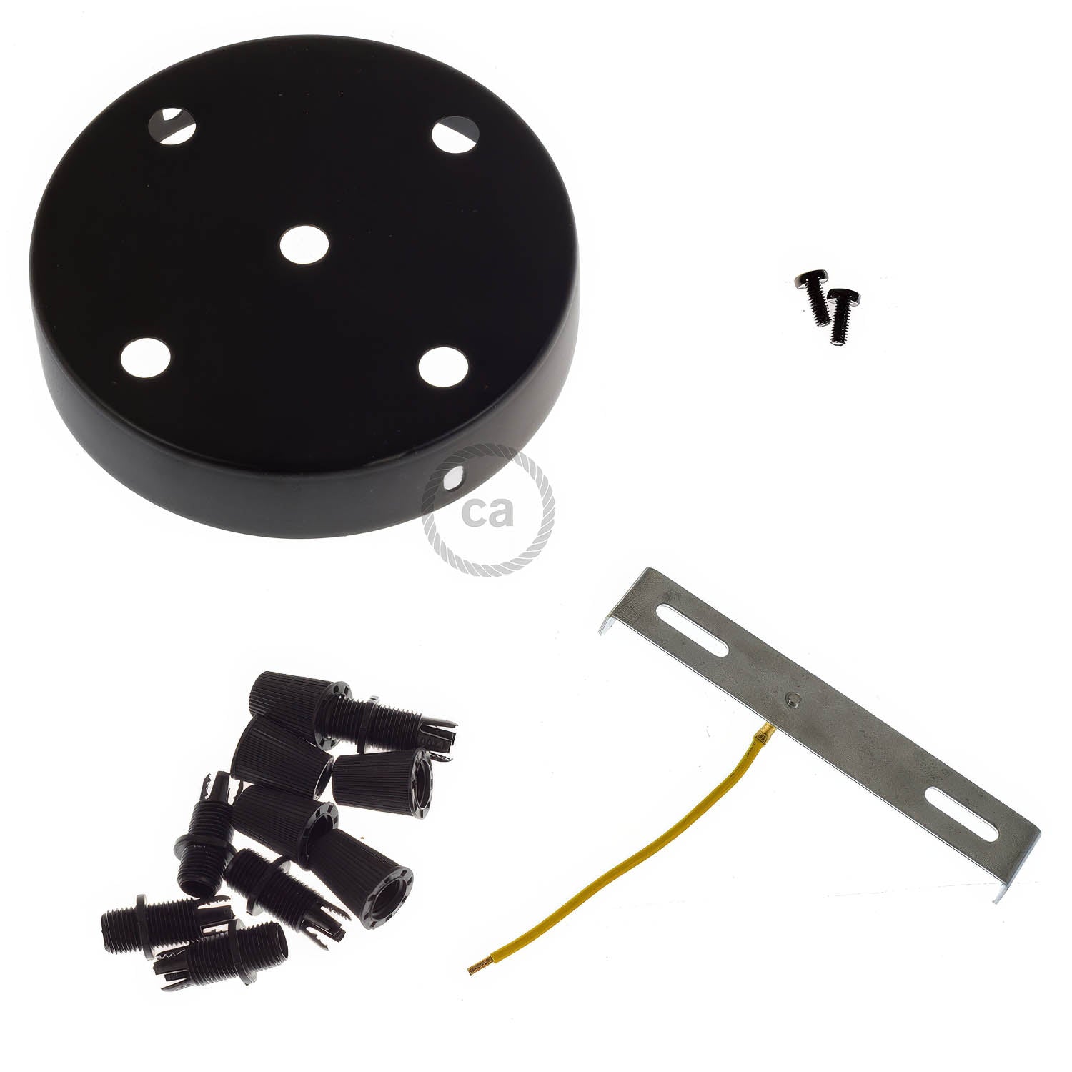 Kit rosone cilindrico in metallo a 5 fori - Nero