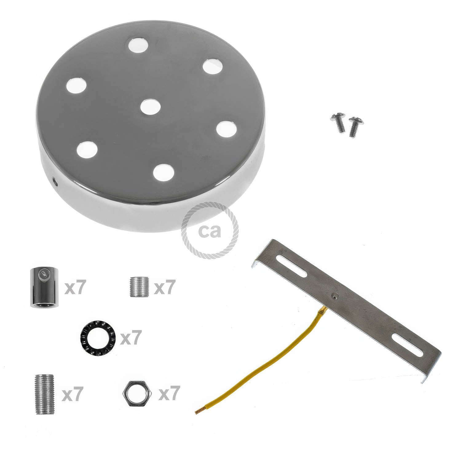 Kit rosone cilindrico in metallo a 7 fori - Cromo