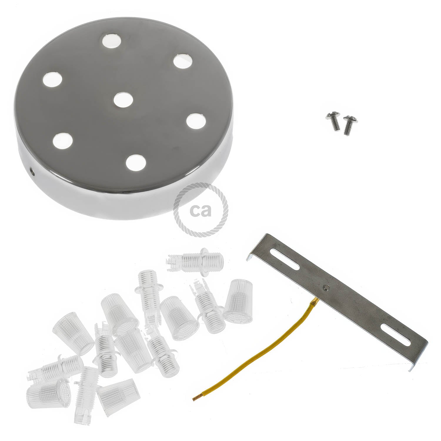 Kit rosone cilindrico in metallo a 7 fori - Cromo