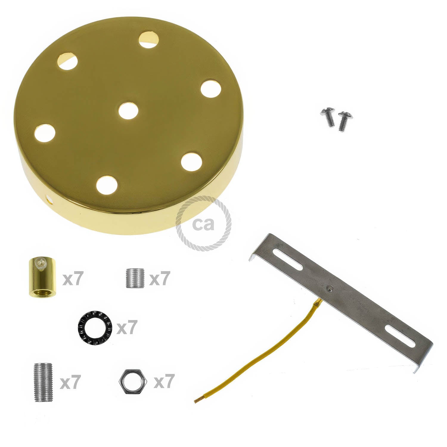 Kit rosone cilindrico in metallo a 7 fori - Ottone