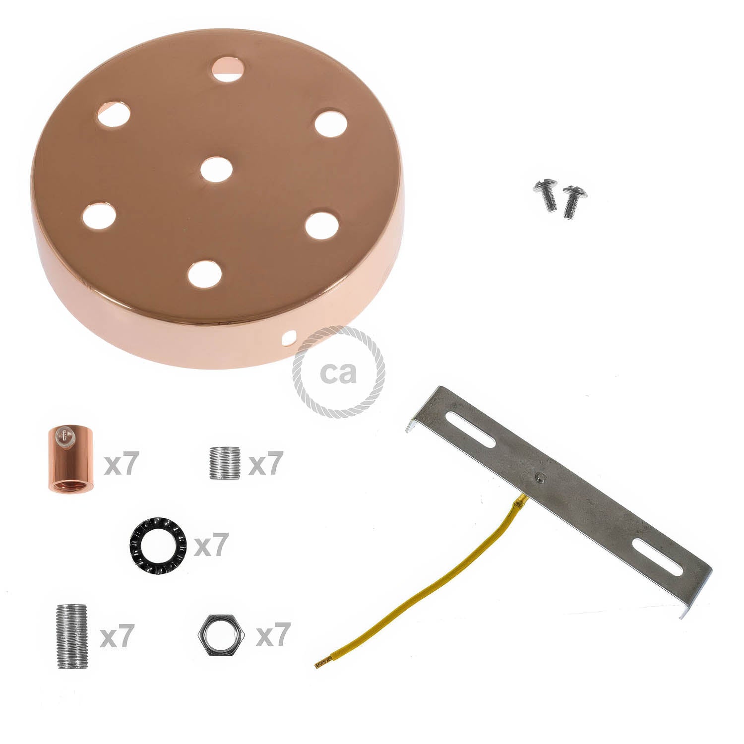 Kit rosone cilindrico in metallo a 7 fori - Rame