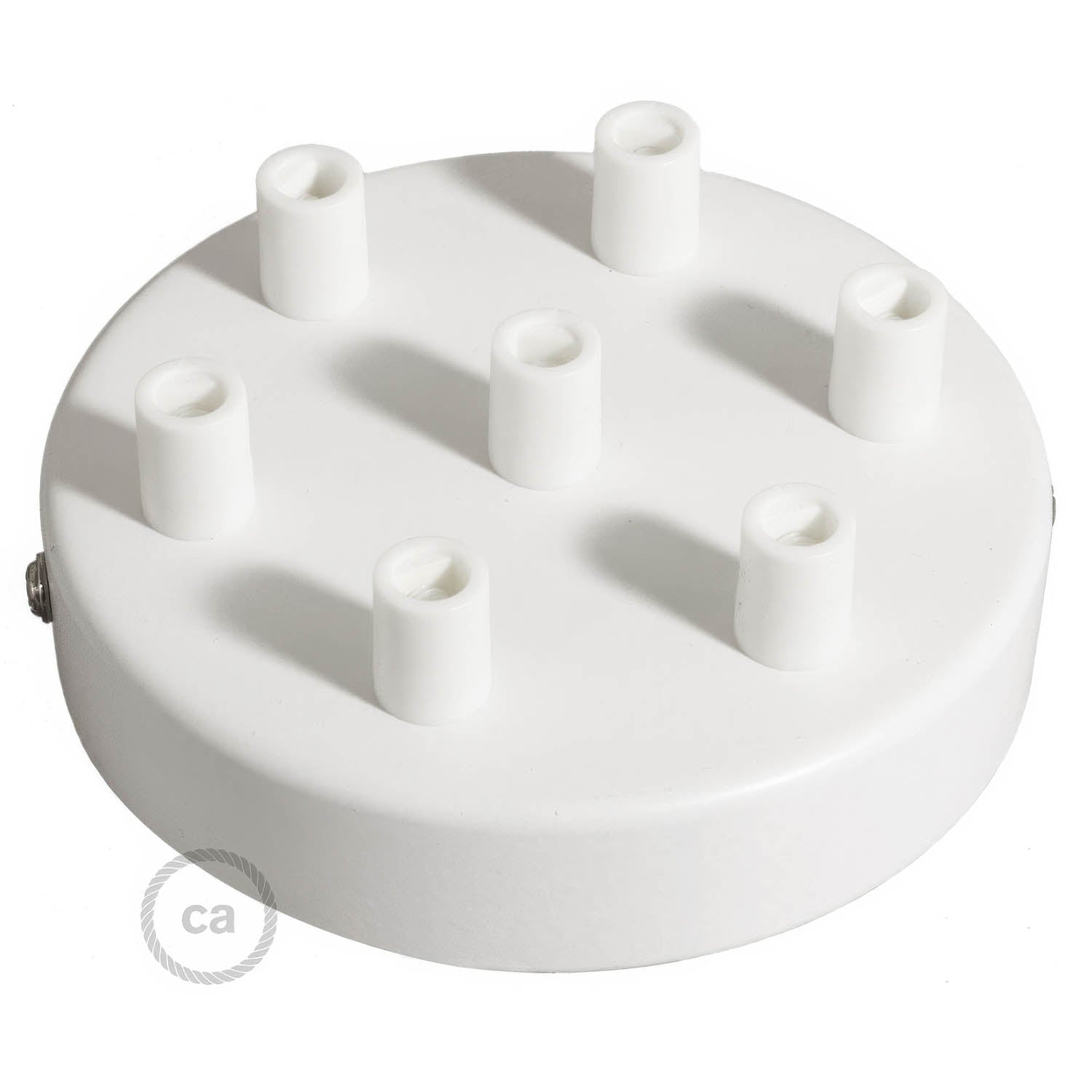 Kit rosone cilindrico in metallo a 7 fori - Bianco lucido