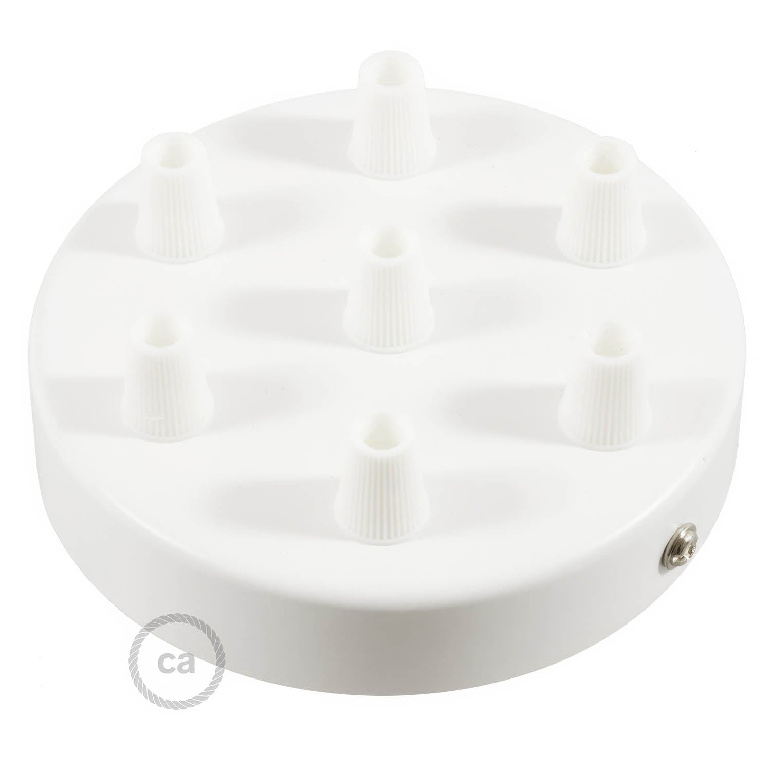 Kit rosone cilindrico in metallo a 7 fori - Bianco lucido