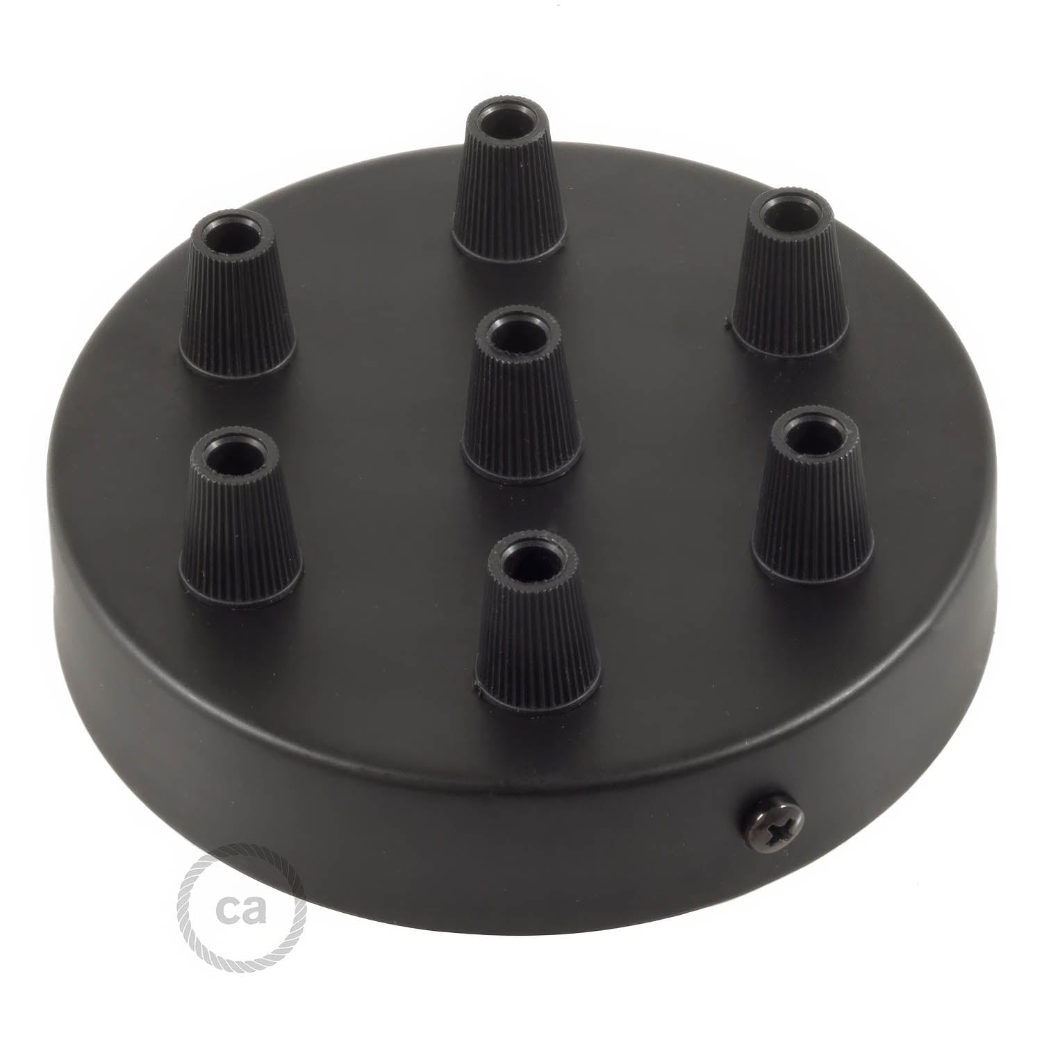 Kit rosone cilindrico in metallo a 7 fori - Nero