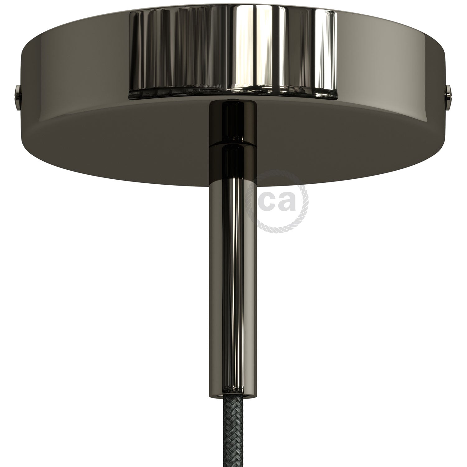 Kit rosone cilindrico in metallo con serracavo da 7 cm - Nero perla