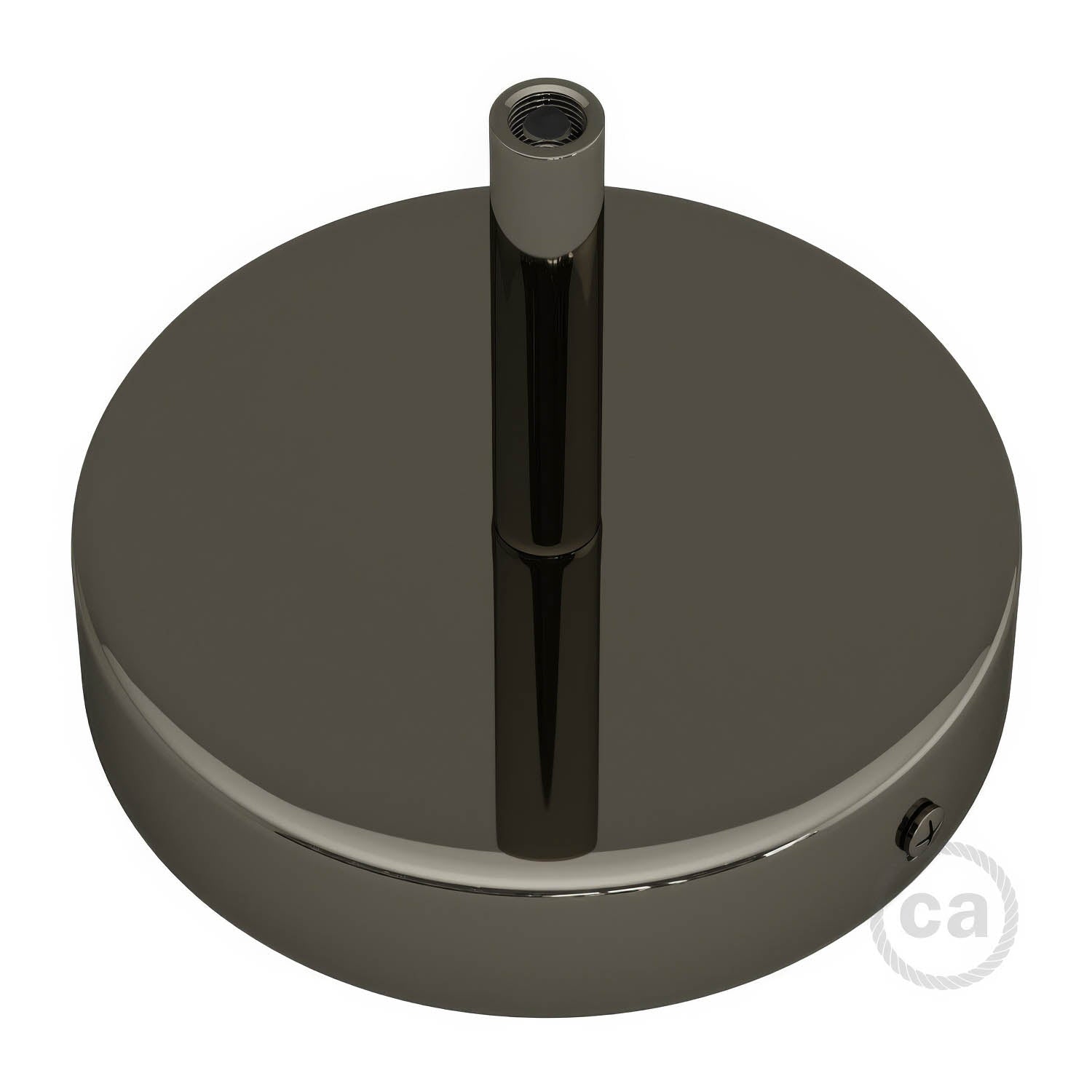 Kit rosone cilindrico in metallo con serracavo da 7 cm - Nero perla