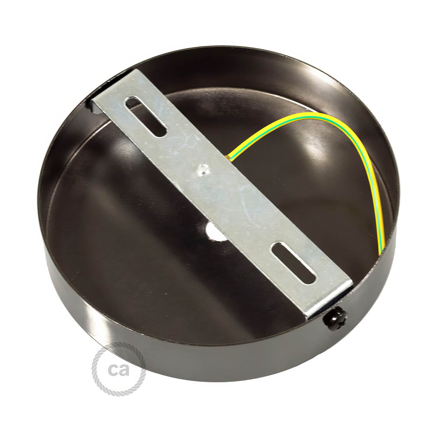 Kit rosone cilindrico in metallo con serracavo da 7 cm - Nero perla