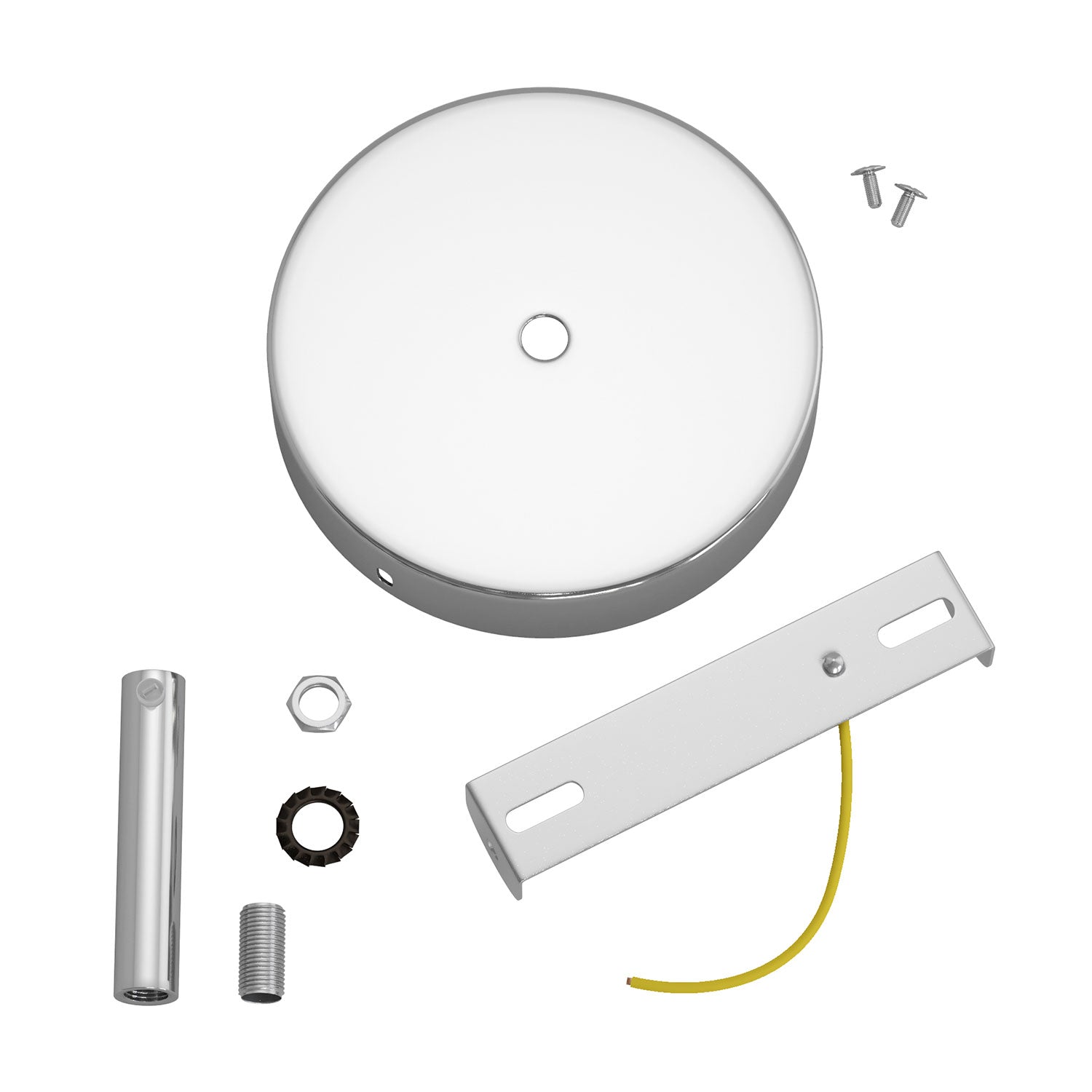 Kit rosone cilindrico in metallo con serracavo da 7 cm - Cromo
