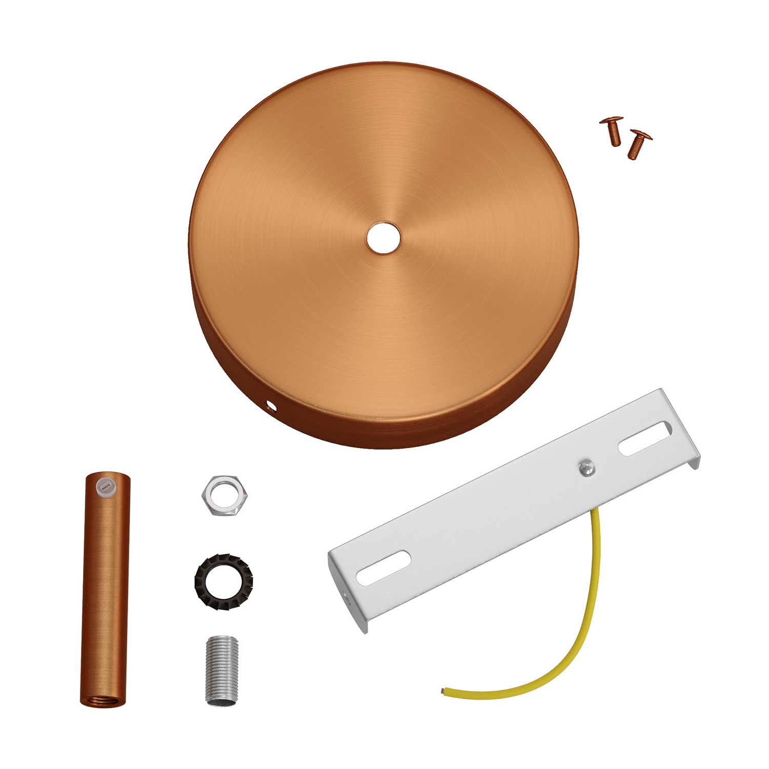 Kit rosone cilindrico in metallo con serracavo da 7 cm - Rame satinato