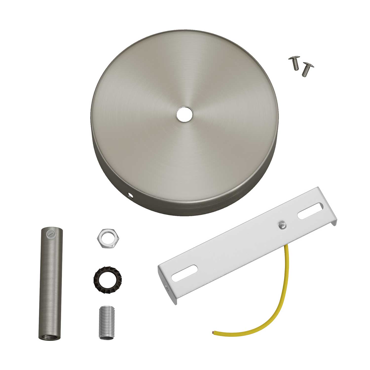 Kit rosone cilindrico in metallo con serracavo da 7 cm - Titanio satinato