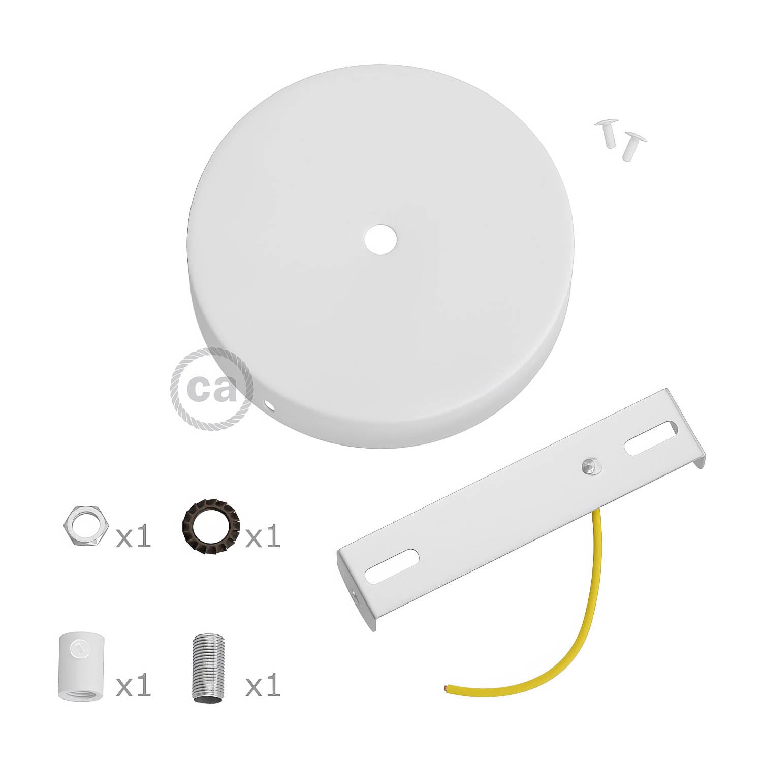 Kit rosone cilindrico in metallo - Bianco opaco