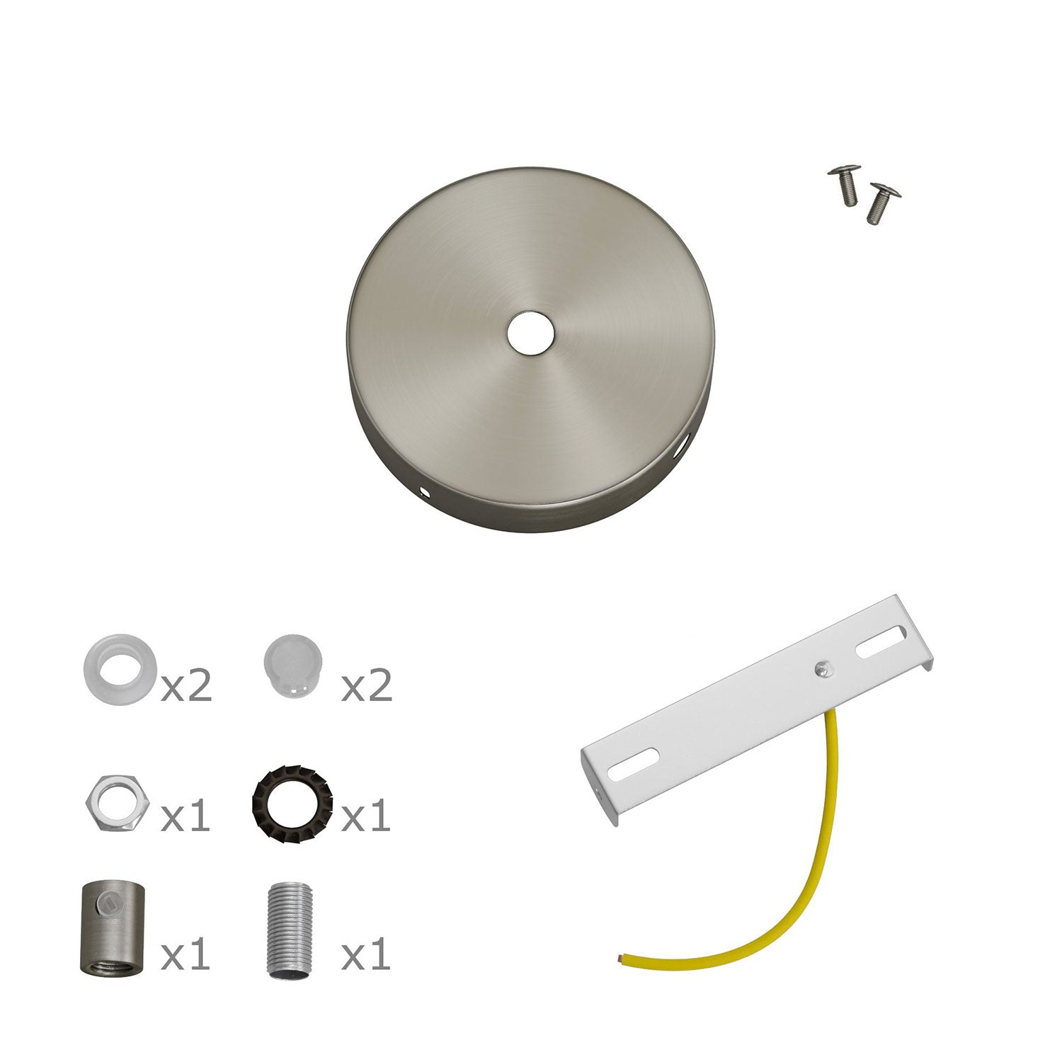 Kit Mini rosone cilindrico in metallo a 1 foro centrale e 2 laterali - Titanio satinato