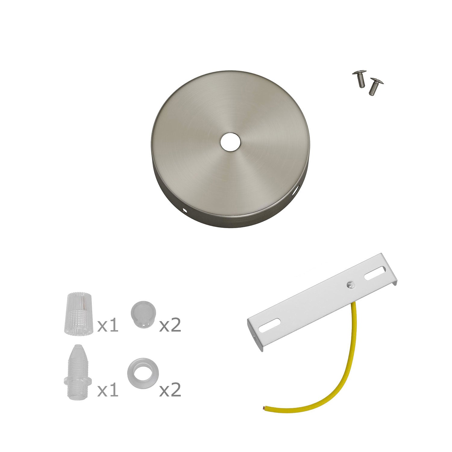 Kit Mini rosone cilindrico in metallo a 1 foro centrale e 2 laterali - Titanio satinato
