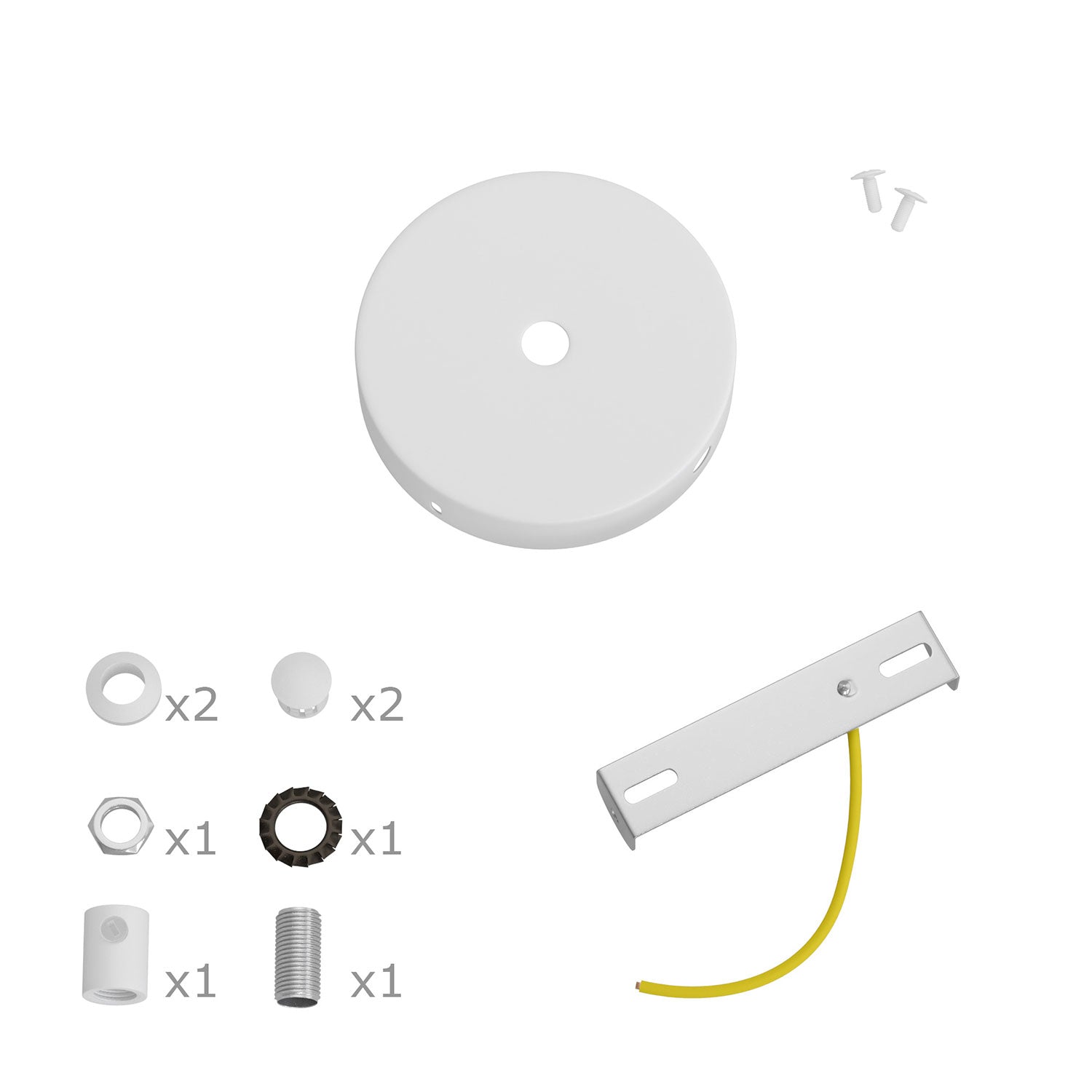 Kit Mini rosone cilindrico in metallo a 1 foro centrale e 2 laterali - Bianco opaco