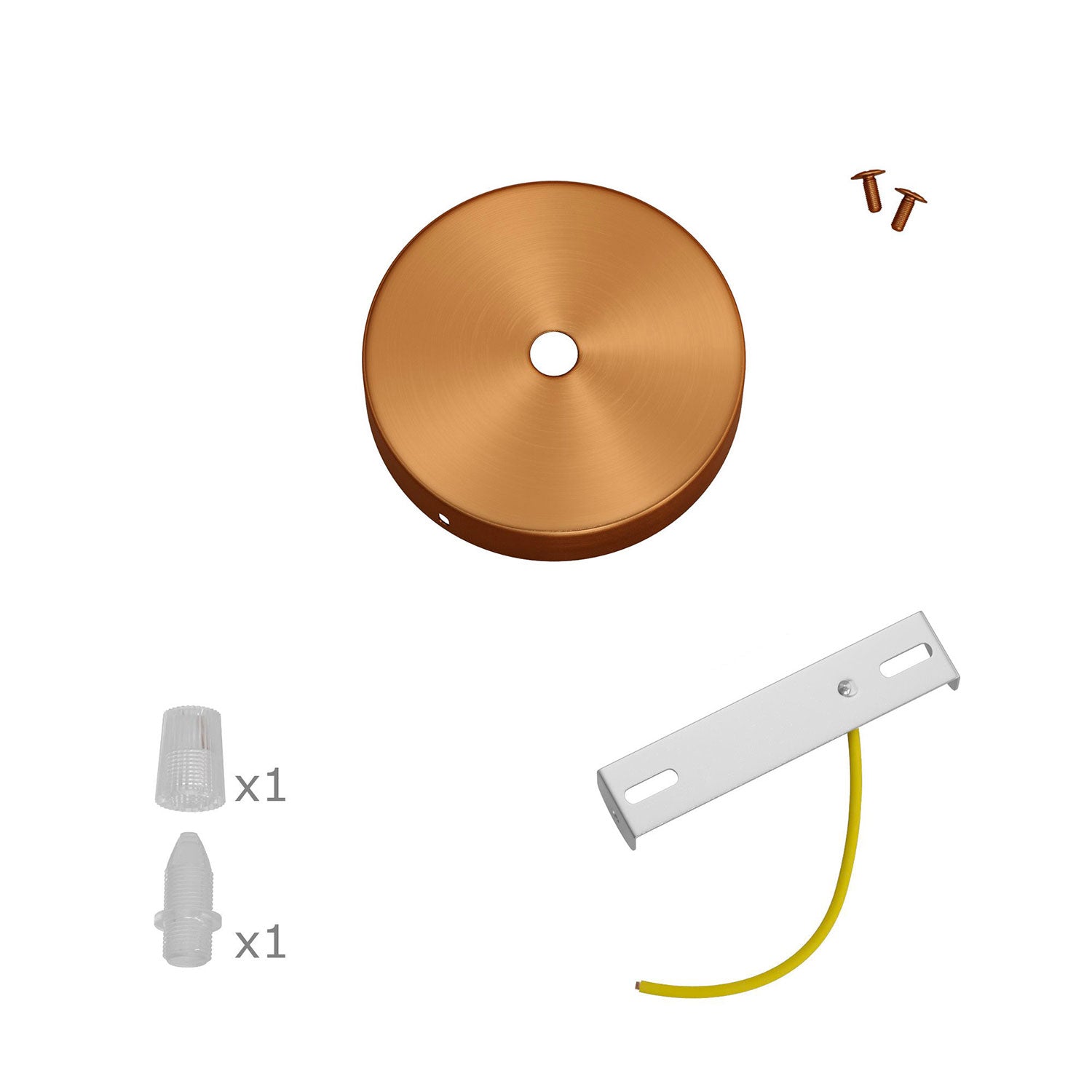 Kit Mini Rosone cilindrico in metallo a 1 foro centrale  - Rame satinato