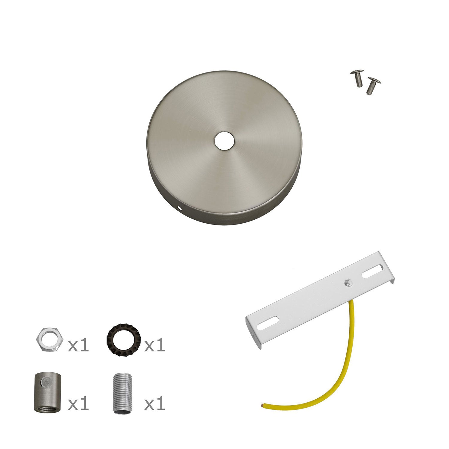 Kit Mini Rosone cilindrico in metallo a 1 foro centrale  - Titanio satinato