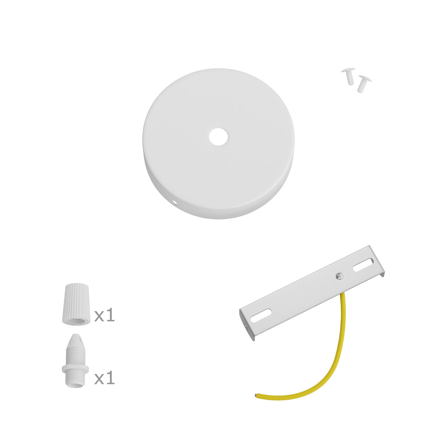 Kit Mini Rosone cilindrico in metallo a 1 foro centrale  - Bianco opaco