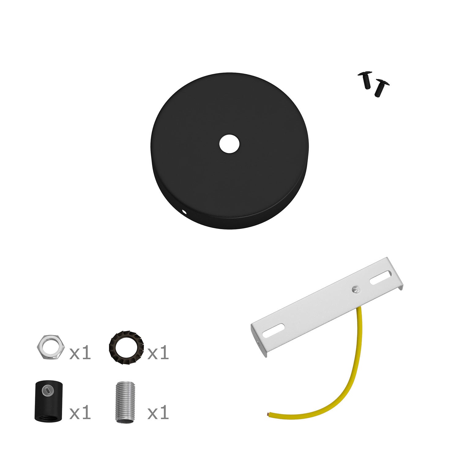 Kit Mini Rosone cilindrico in metallo a 1 foro centrale  - Nero