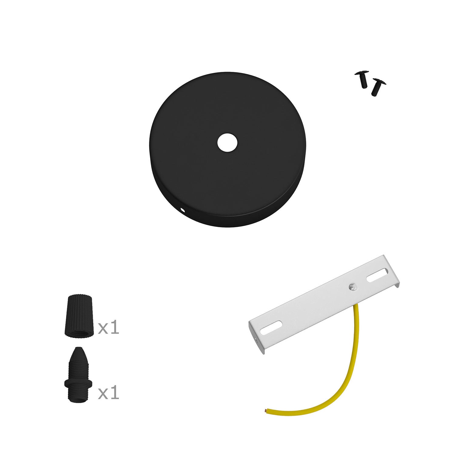Kit Mini Rosone cilindrico in metallo a 1 foro centrale  - Nero