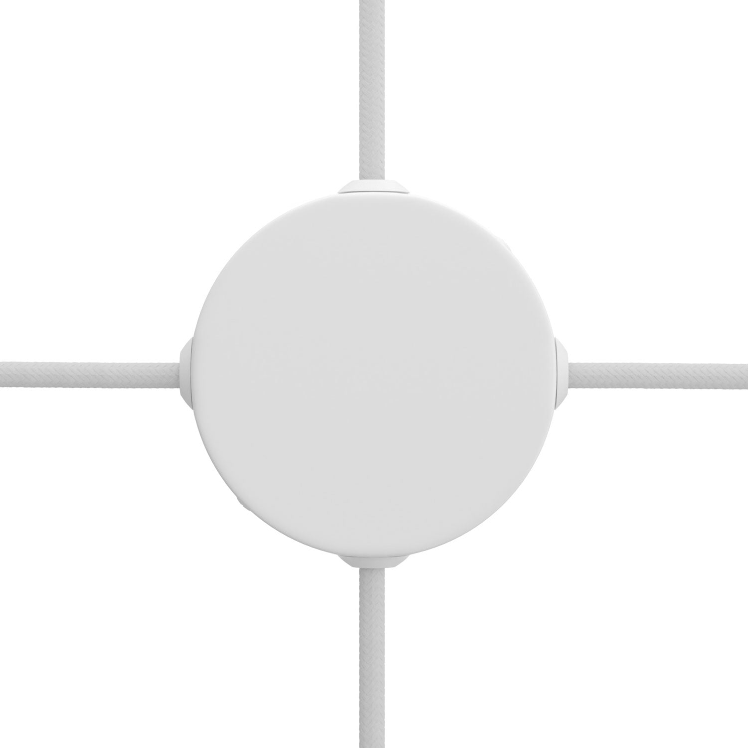 Kit Mini rosone cilindrico in metallo a 4 fori laterali (scatola di derivazione) - Bianco opaco