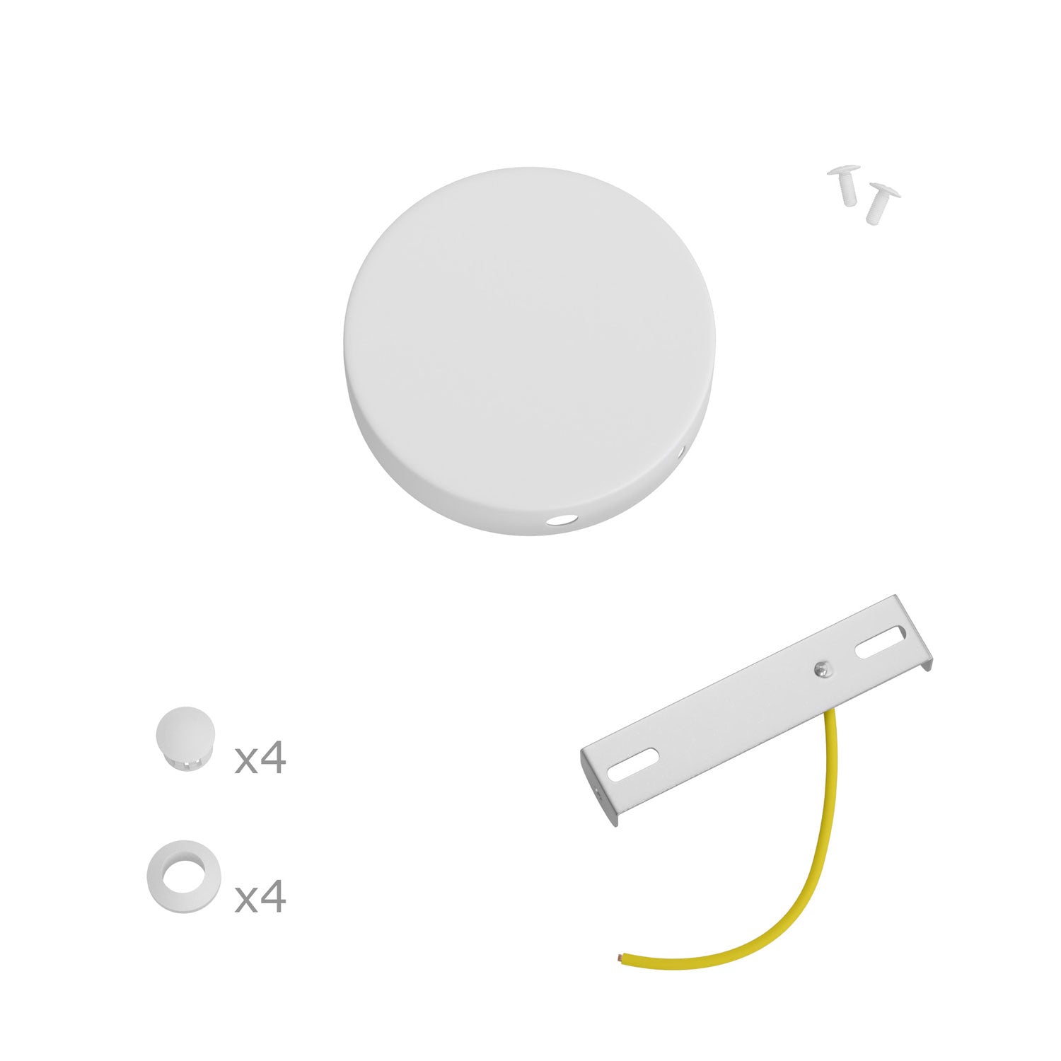 Kit Mini rosone cilindrico in metallo a 4 fori laterali (scatola di derivazione) - Bianco opaco