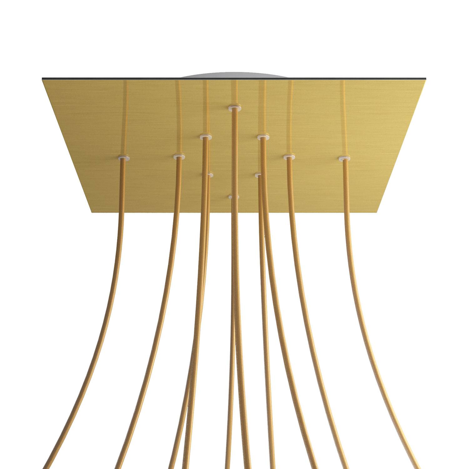 Rosone XXL Rose-One quadrato, 400 mm con 10 fori e 4 fori laterali - Dibond Ottone satinato