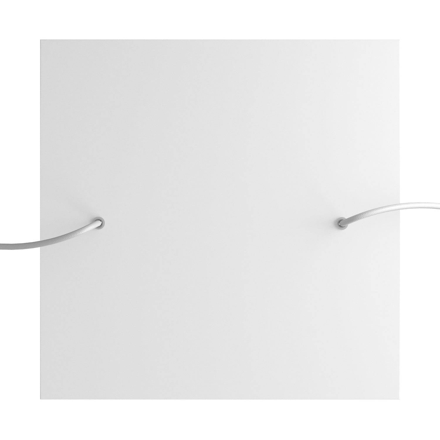 Rosone XXL Rose-One quadrato, 400 mm con 2 fori e 4 fori laterali - Bianco opaco