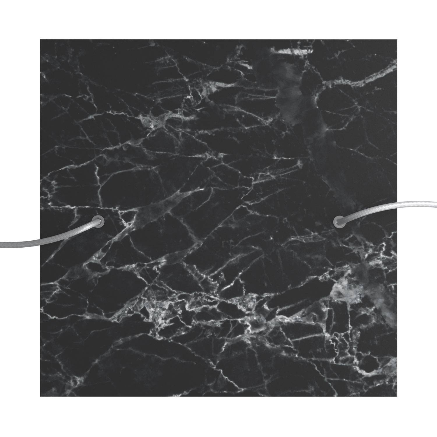 Rosone XXL Rose-One quadrato, 400 mm con 2 fori e 4 fori laterali - Marmo Marquina