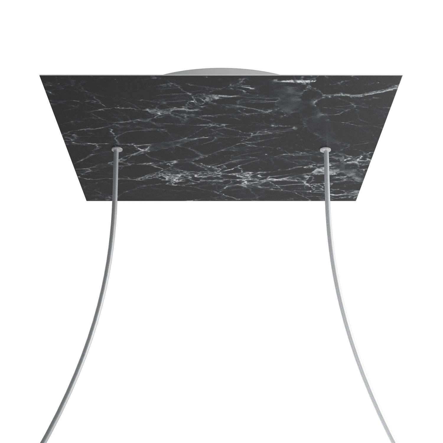 Rosone XXL Rose-One quadrato, 400 mm con 2 fori e 4 fori laterali - Marmo Marquina