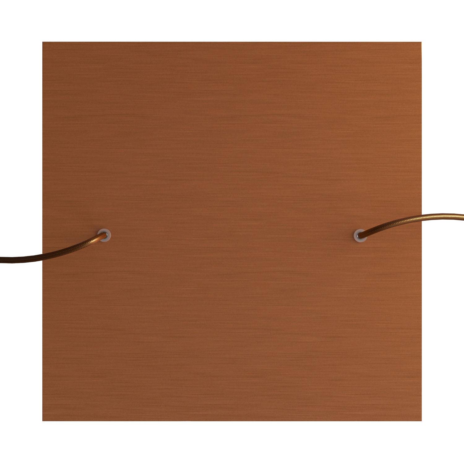 Rosone XXL Rose-One quadrato, 400 mm con 2 fori e 4 fori laterali - Dibond Rame satinato