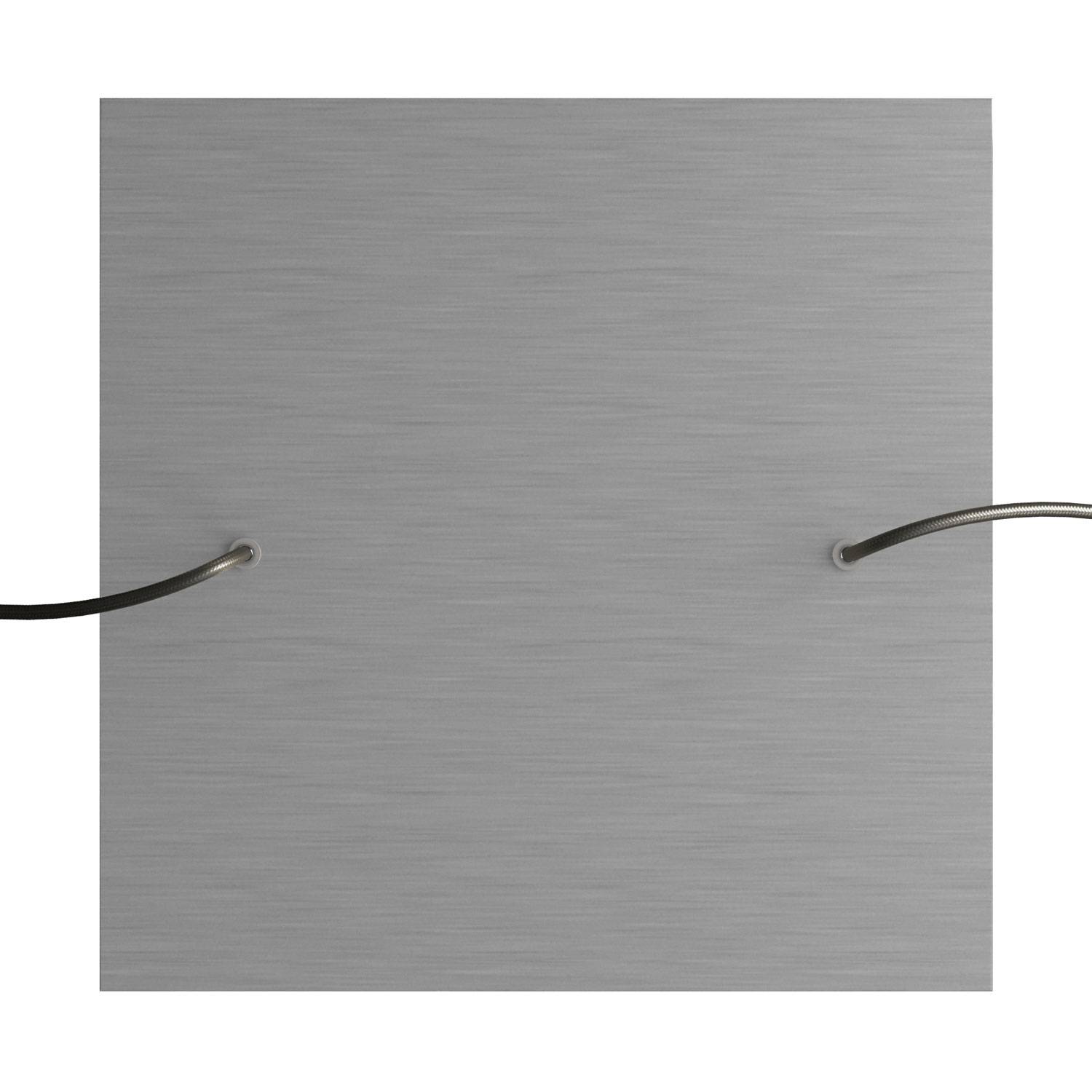 Rosone XXL Rose-One quadrato, 400 mm con 2 fori e 4 fori laterali - Dibond Acciaio satinato