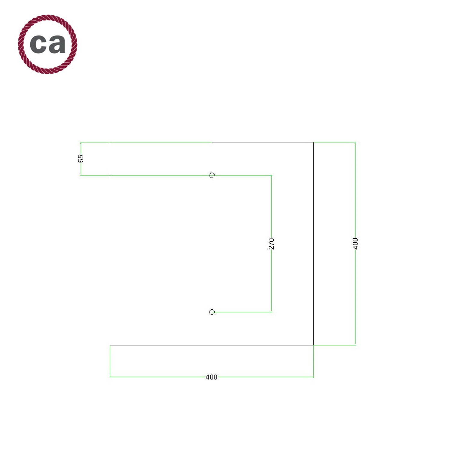 Rosone XXL Rose-One quadrato, 400 mm con 2 fori e 4 fori laterali - Marmo Marquina