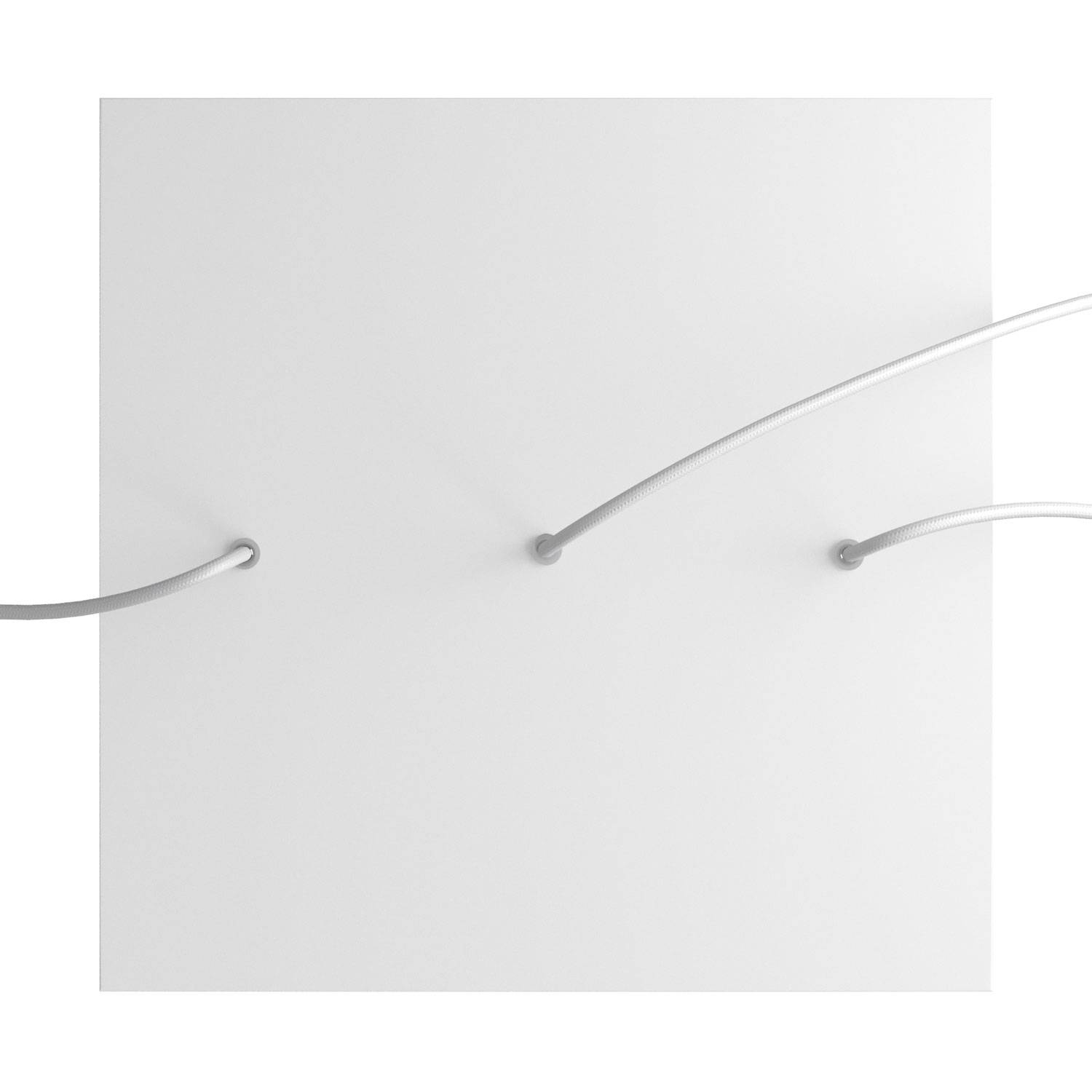 Rosone XXL Rose-One quadrato, 400 mm con 3 fori in linea e 4 fori laterali - Bianco opaco
