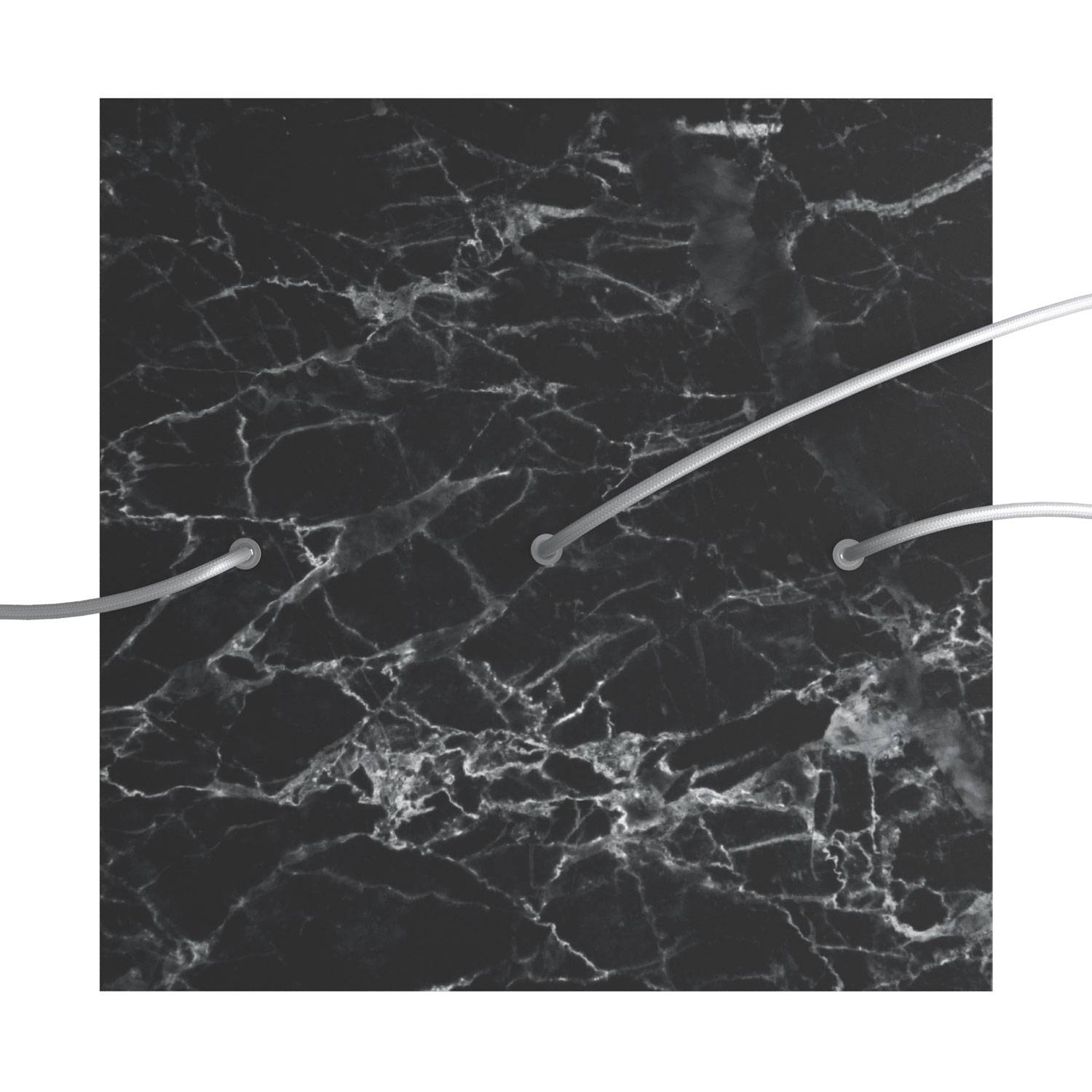 Rosone XXL Rose-One quadrato, 400 mm con 3 fori in linea e 4 fori laterali - Marmo Marquina