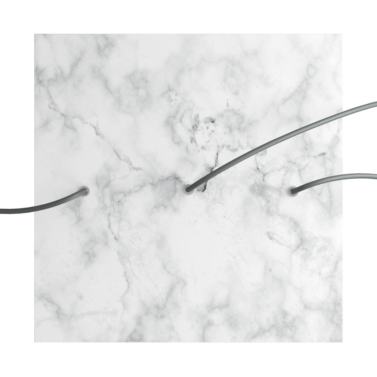 Rosone XXL Rose-One quadrato, 400 mm con 3 fori in linea e 4 fori laterali - Marmo Carrara