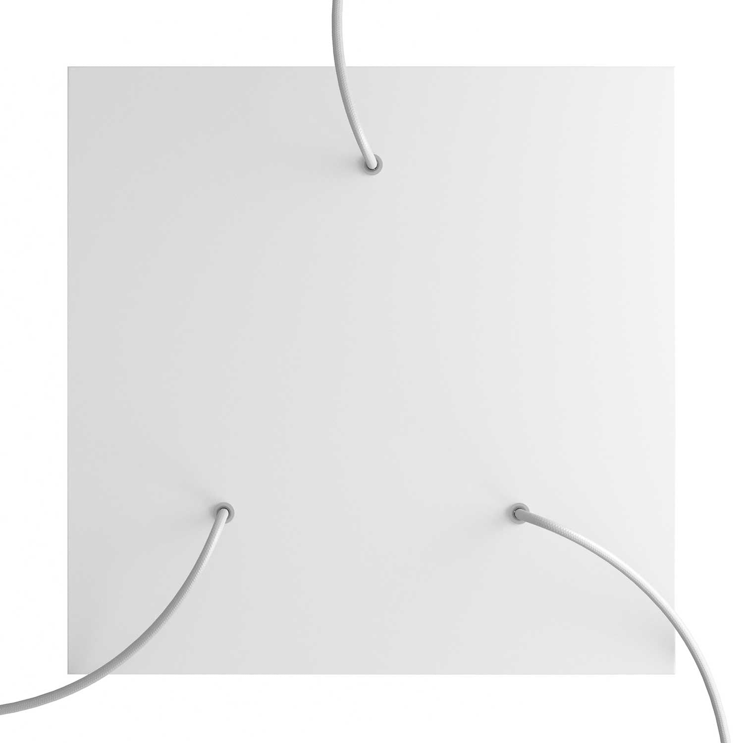 Rosone XXL Rose-One quadrato, 400 mm con 3 fori e 4 fori laterali - Bianco opaco