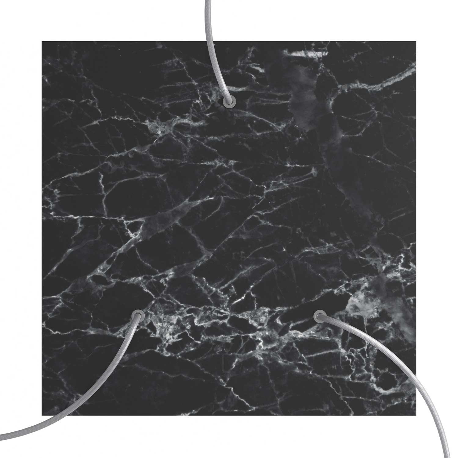 Rosone XXL Rose-One quadrato, 400 mm con 3 fori e 4 fori laterali - Marmo Marquina