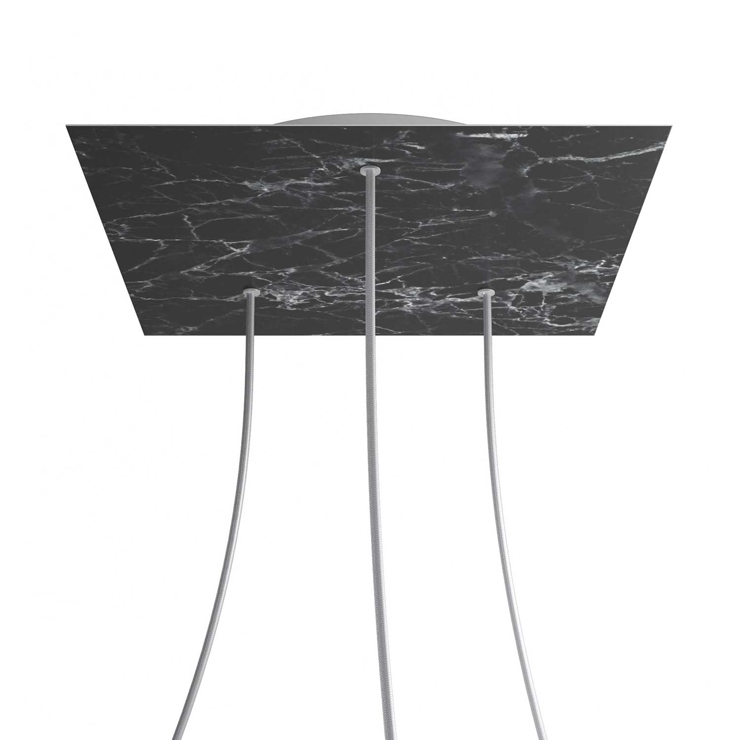 Rosone XXL Rose-One quadrato, 400 mm con 3 fori e 4 fori laterali - Marmo Marquina