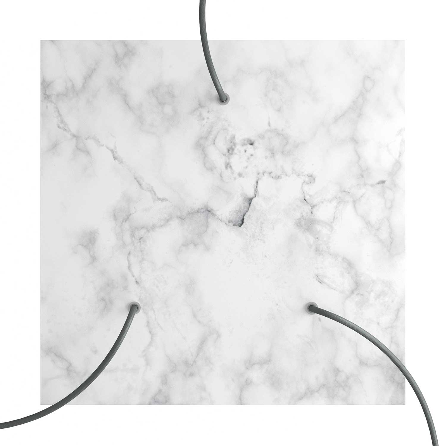 Rosone XXL Rose-One quadrato, 400 mm con 3 fori e 4 fori laterali - Marmo Carrara