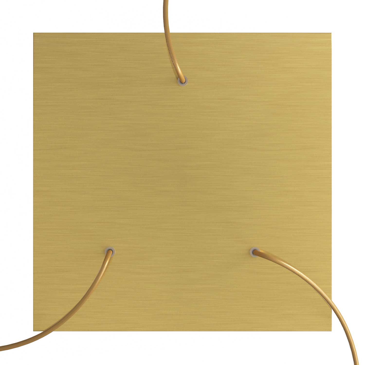 Rosone XXL Rose-One quadrato, 400 mm con 3 fori e 4 fori laterali - Dibond Ottone satinato