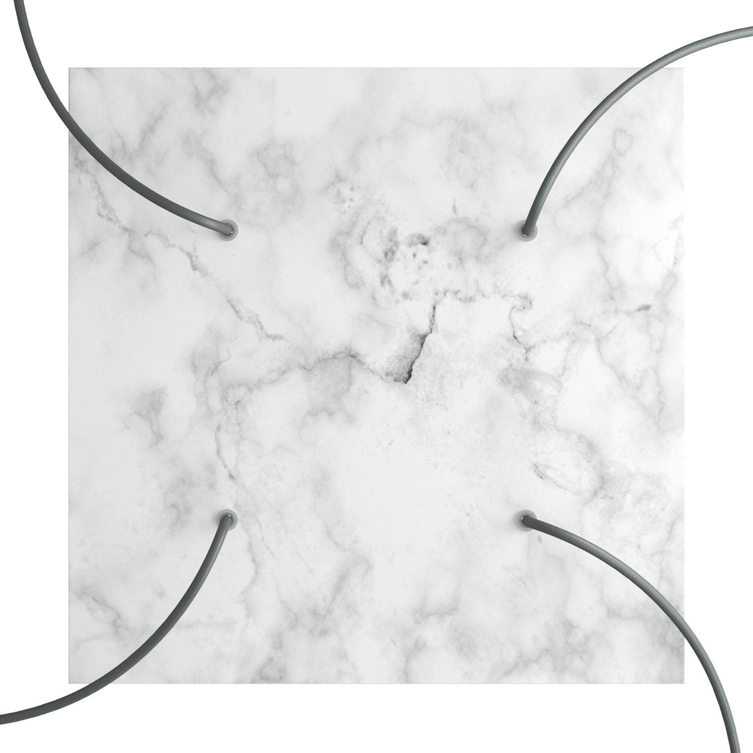 Rosone XXL Rose-One quadrato, 400 mm con 4 fori e 4 fori laterali - Marmo Carrara