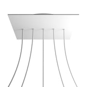 Rosone XXL Rose-One quadrato, 400 mm con 5 fori in linea e 4 fori laterali - Bianco opaco