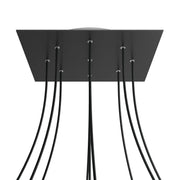 Rosone XXL Rose-One quadrato, 400 mm con 9 fori e 4 fori laterali - Nero opaco Bianco