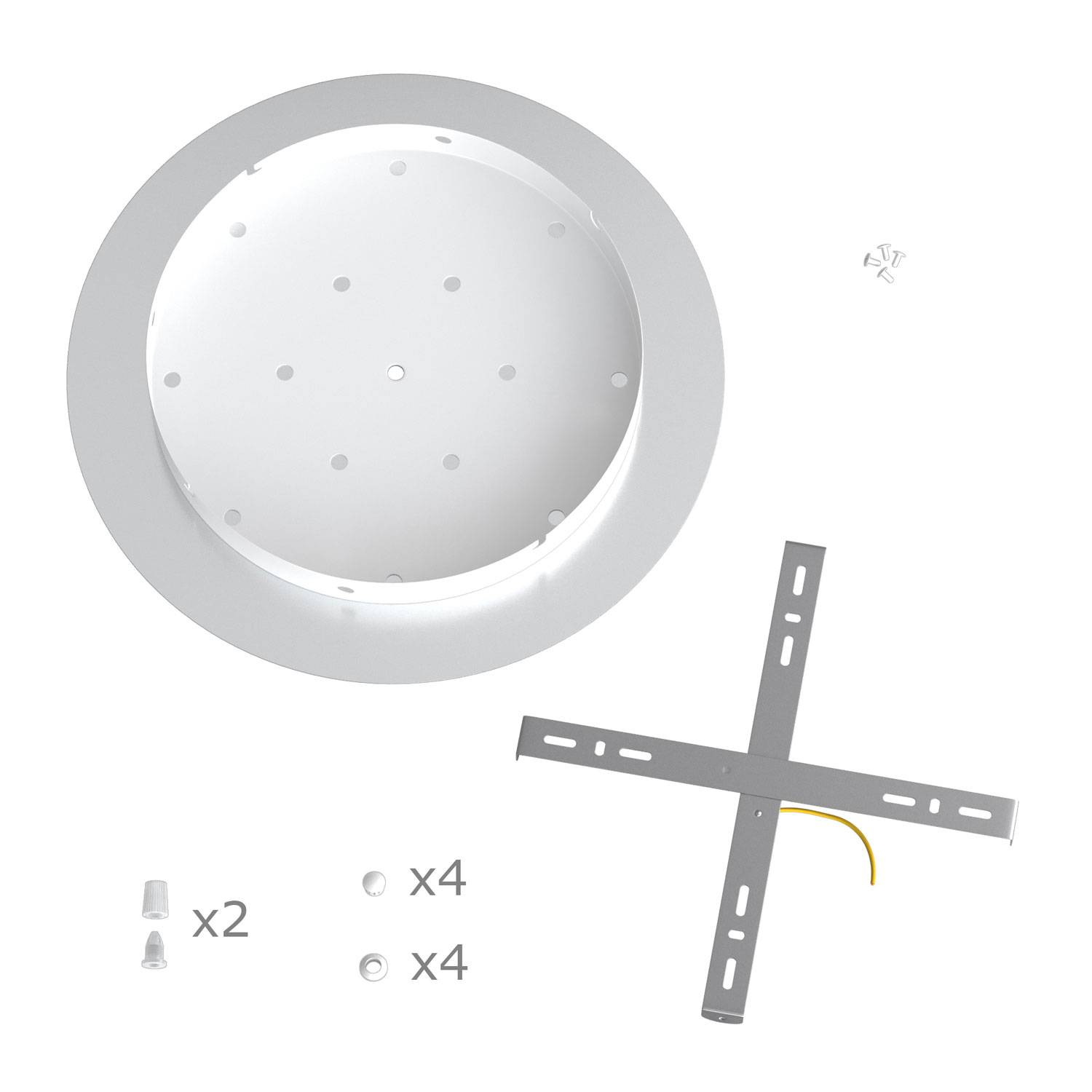 Rosone XXL Rose-One rotondo, diametro 400 mm con 2 fori e 4 fori laterali - Bianco opaco