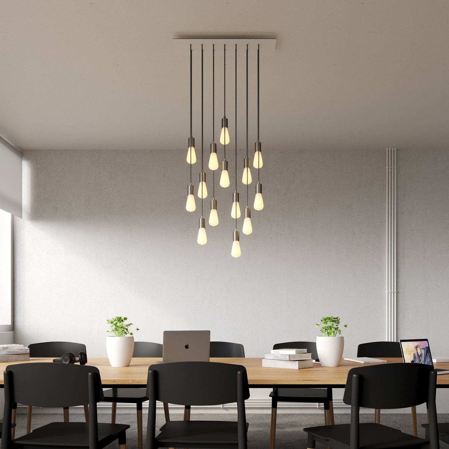 Rosone XXL Rose-One rettangolare a 14 fori e 6 fori laterali, dimensioni 675 x 225 mm  - Dibond Bianco opaco