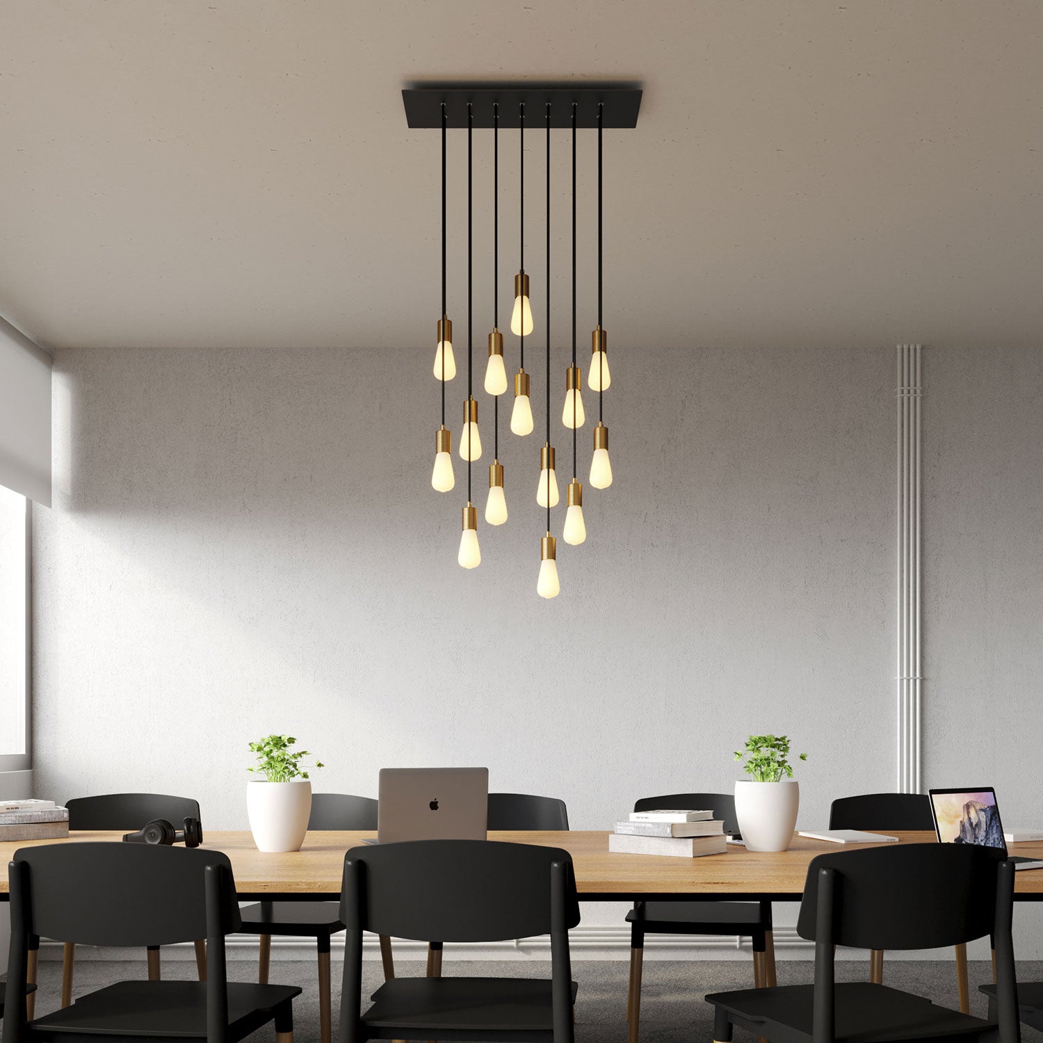 Rosone XXL Rose-One rettangolare a 14 fori e 6 fori laterali, dimensioni 675 x 225 mm  - Dibond Nero opaco
