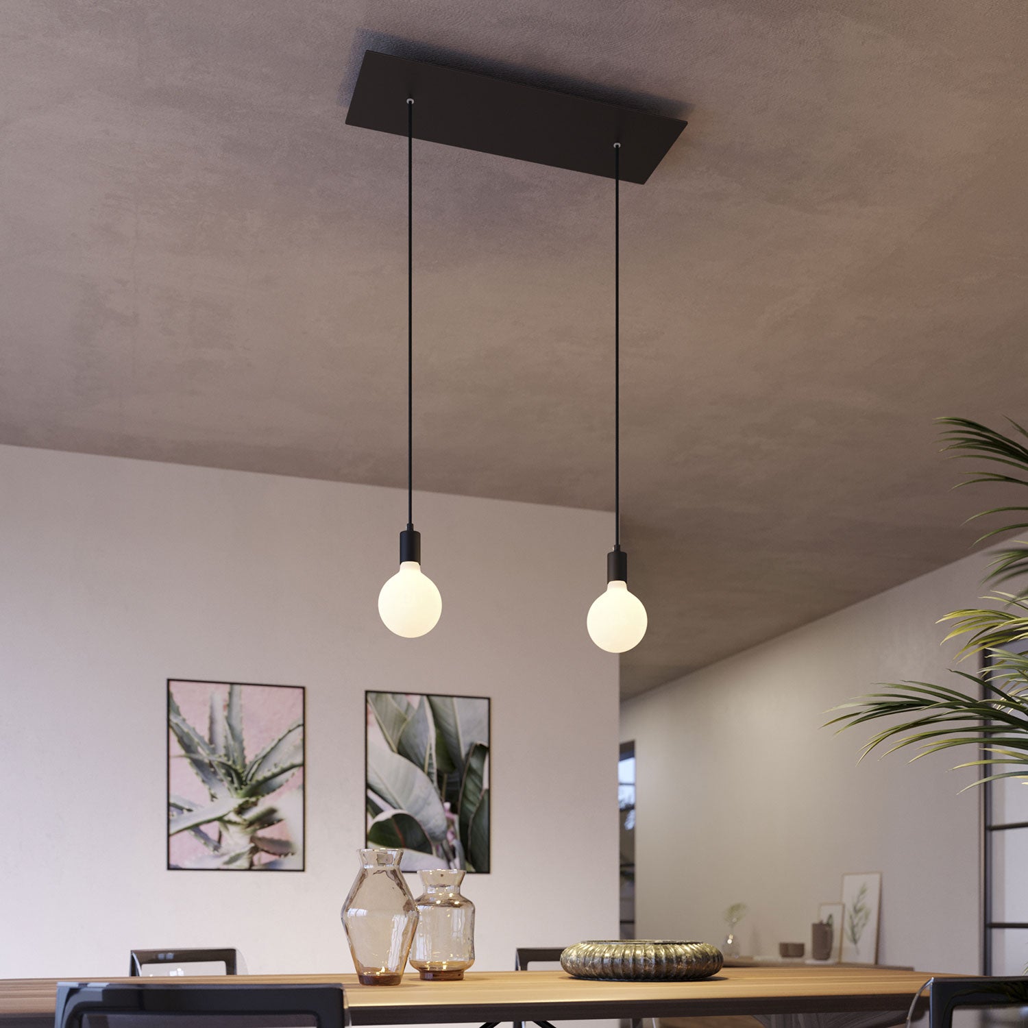 Rosone XXL Rose-One rettangolare a 2 fori e 6 fori laterali, dimensioni 675 x 225 mm  - Dibond Nero opaco