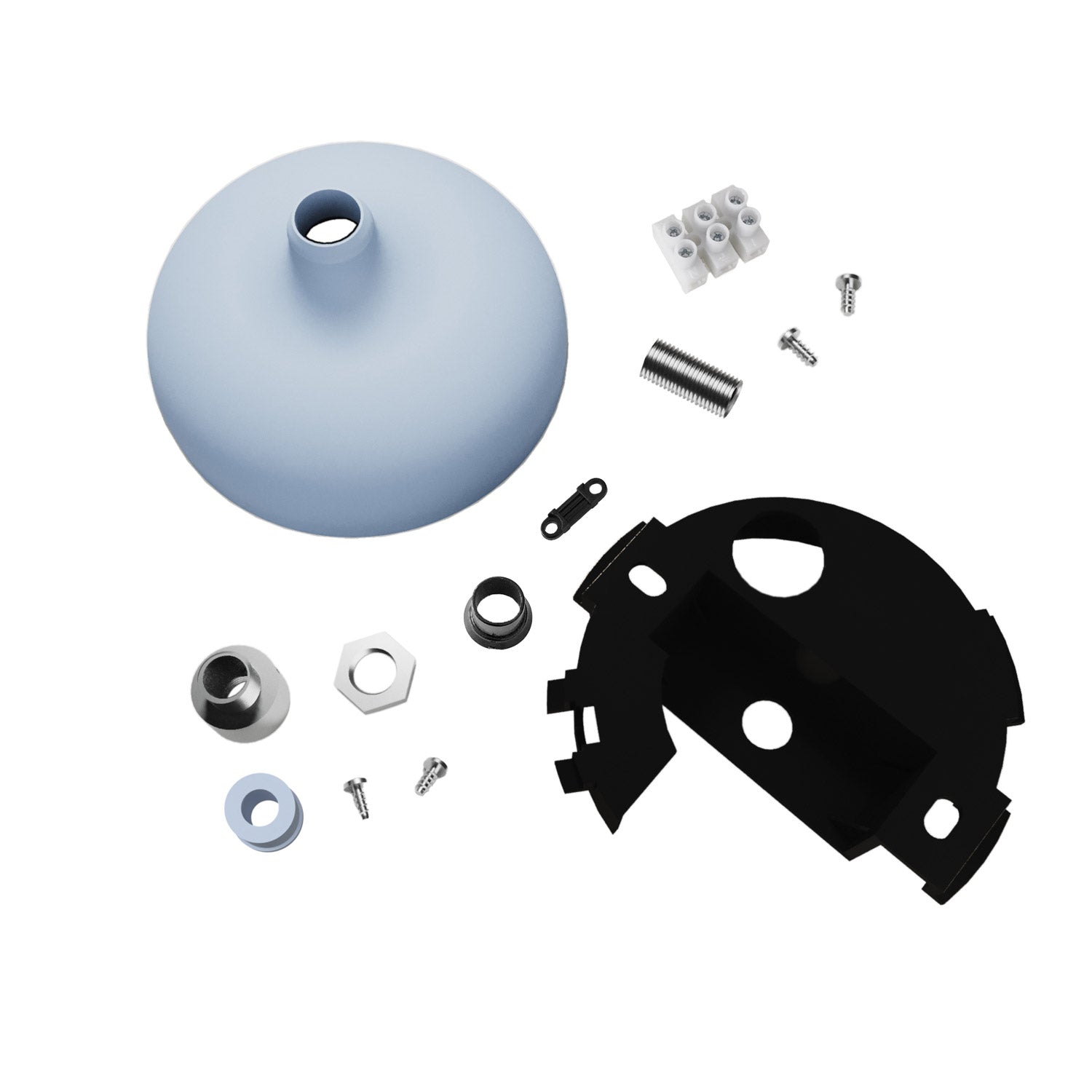 Kit rosone in silicone con foro centrale e predisposizione per foro laterale - Blu carta da zucchero