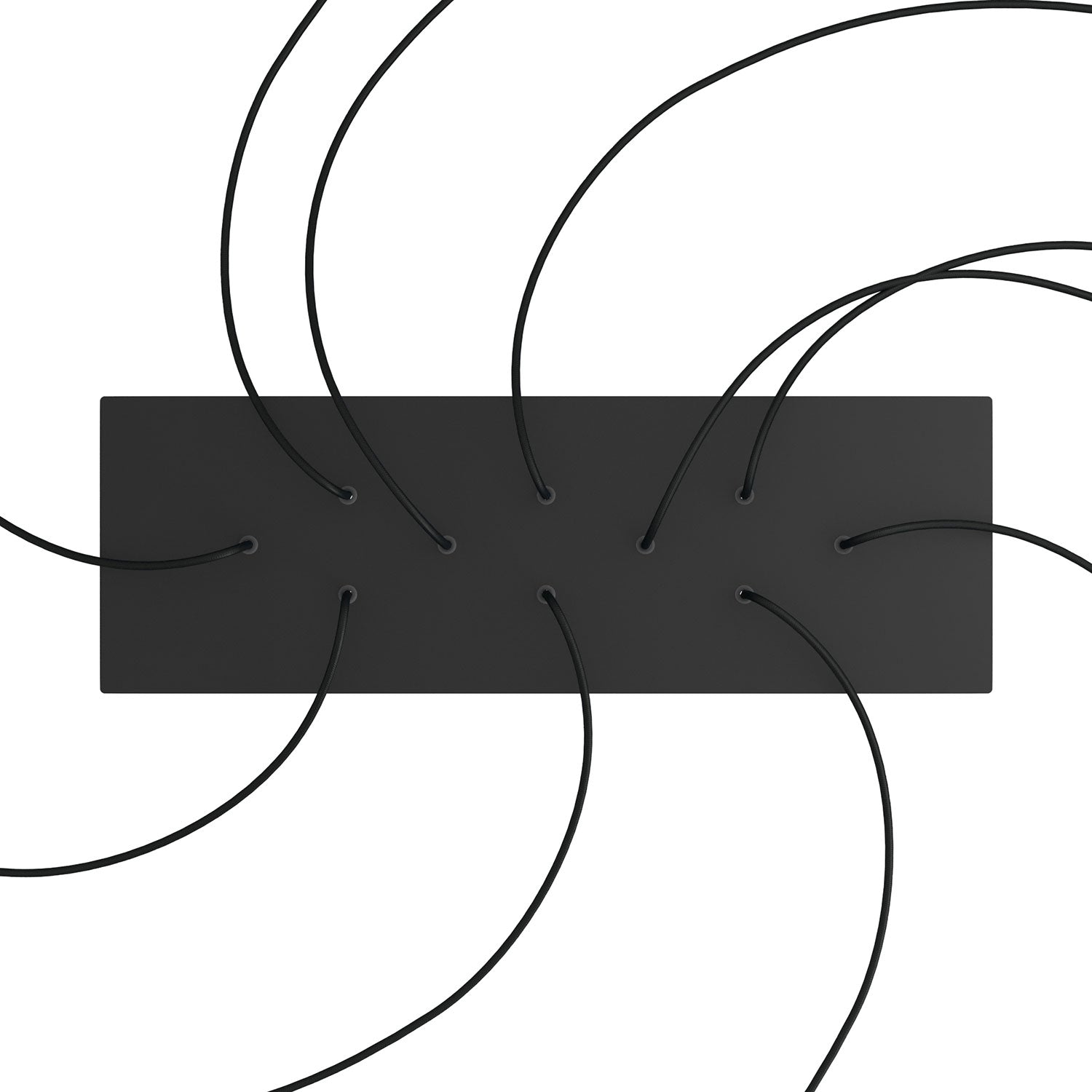 Rosone XXL Rose-One rettangolare a 10 fori e 6 fori laterali, dimensioni 675 x 225 mm  - Dibond Nero opaco