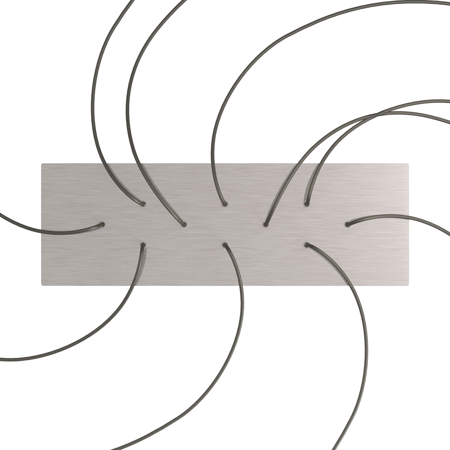 Rosone XXL Rose-One rettangolare a 10 fori e 6 fori laterali, dimensioni 675 x 225 mm  - Dibond Acciaio satinato